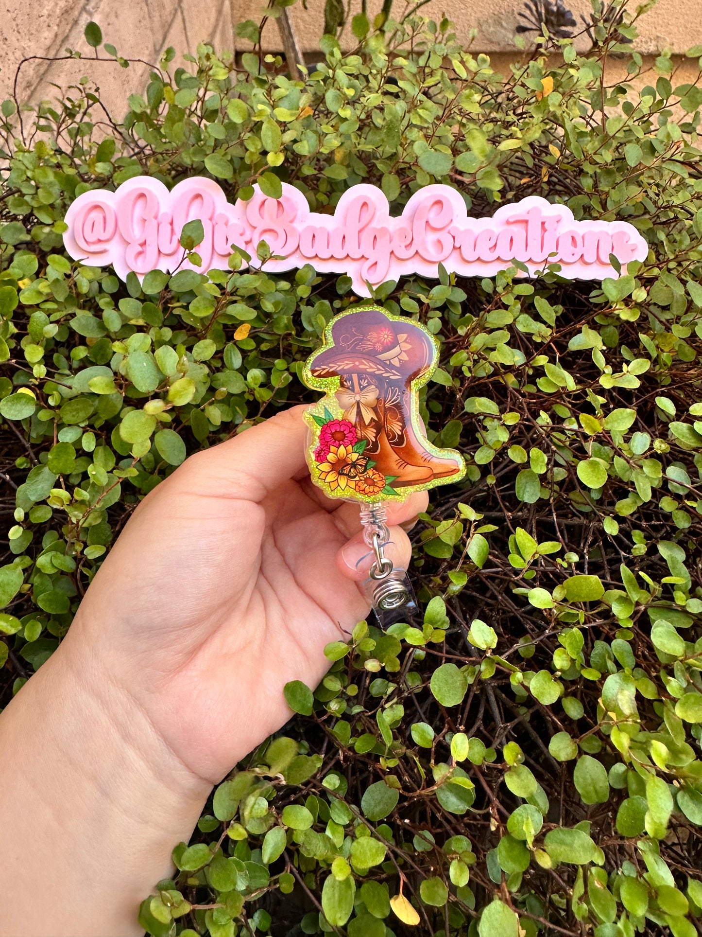 Cow Girl Boots and Hat Badge Reel