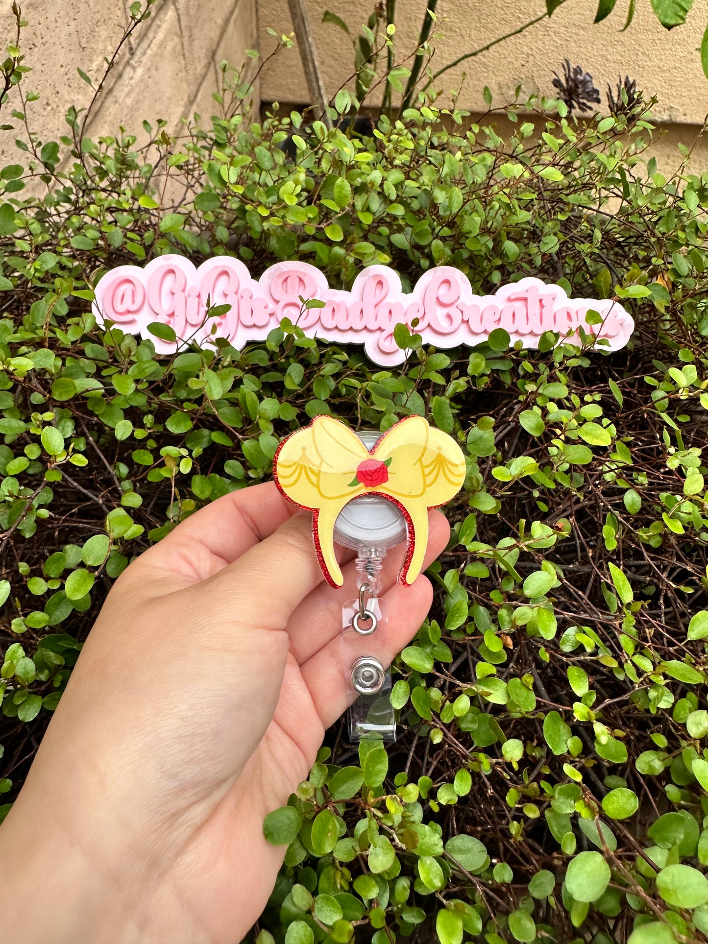 Belle Mouse Ears Badge Reel