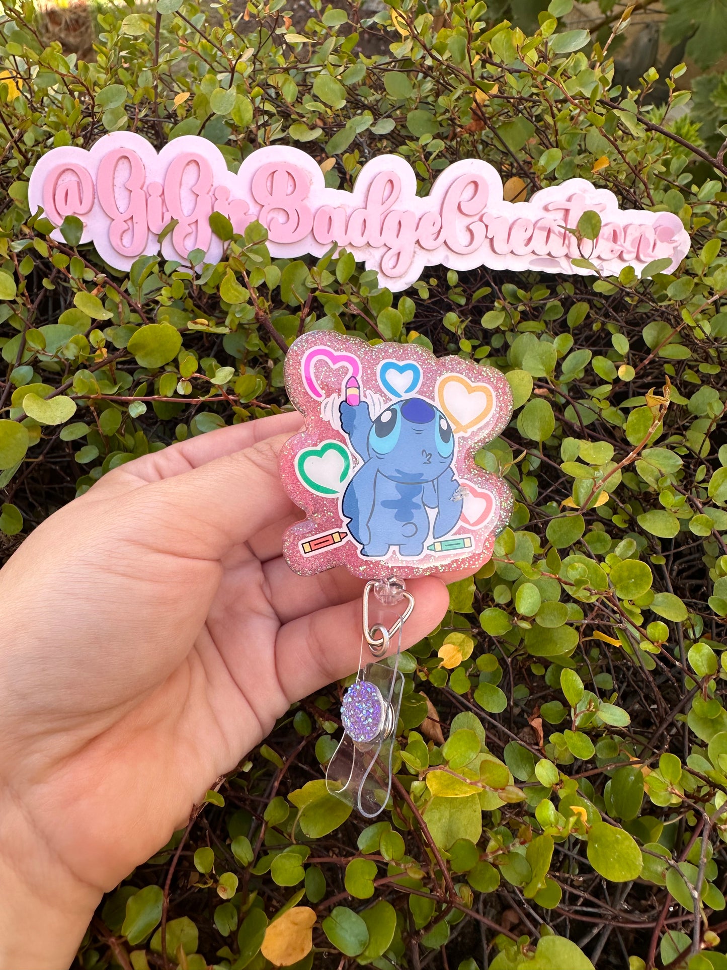 Stitch Drawing Badge Reel