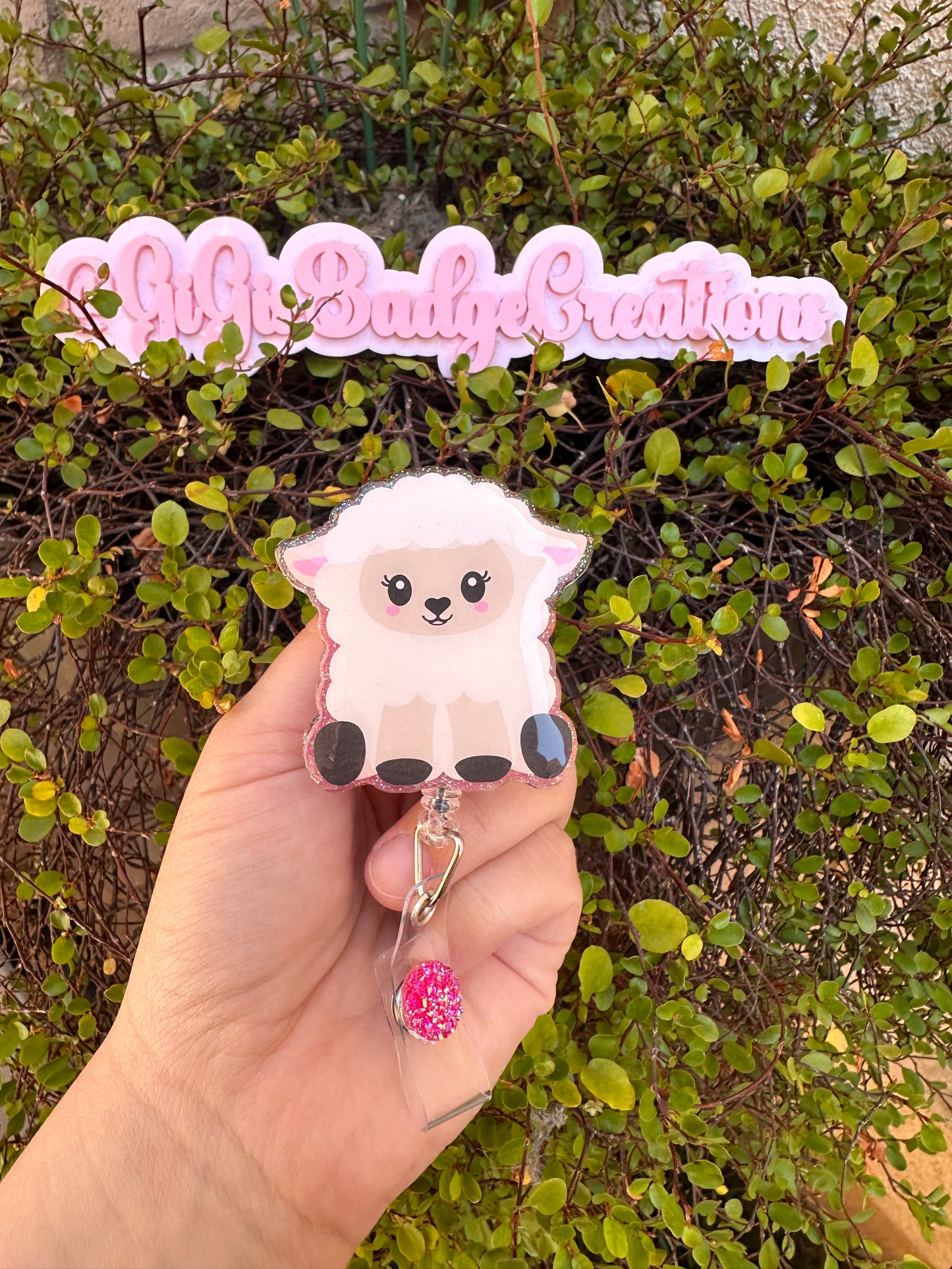 White Lamb Badge Reel