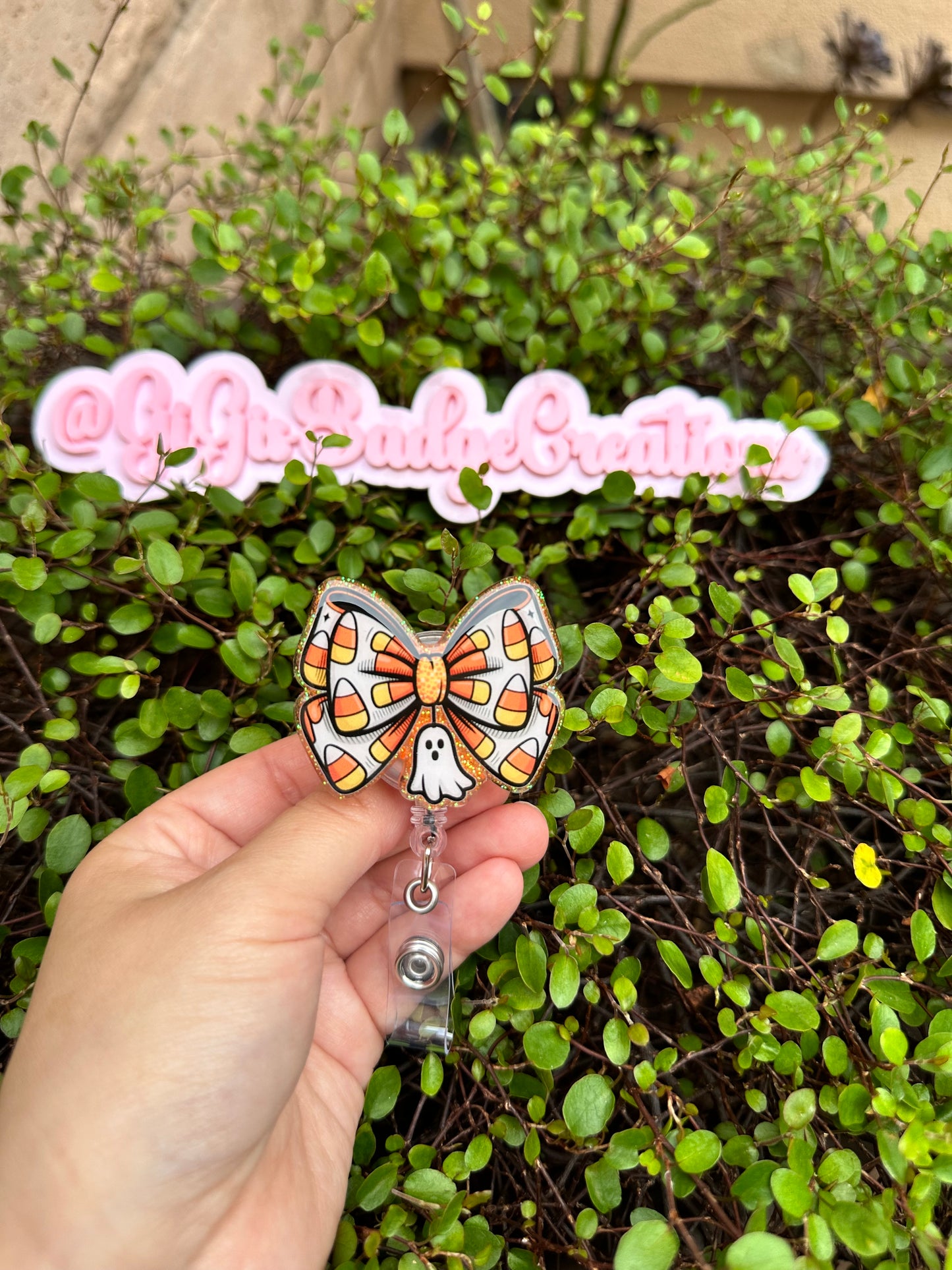 Candy Corn Bow Badge Reel