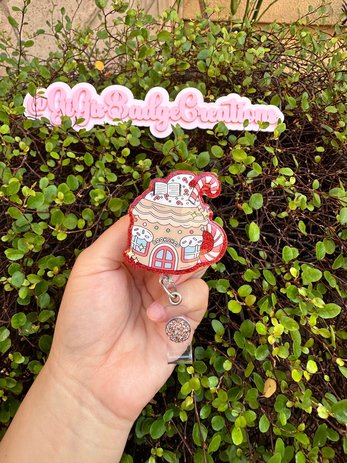 Christmas Mug Bookshop Badge Reel