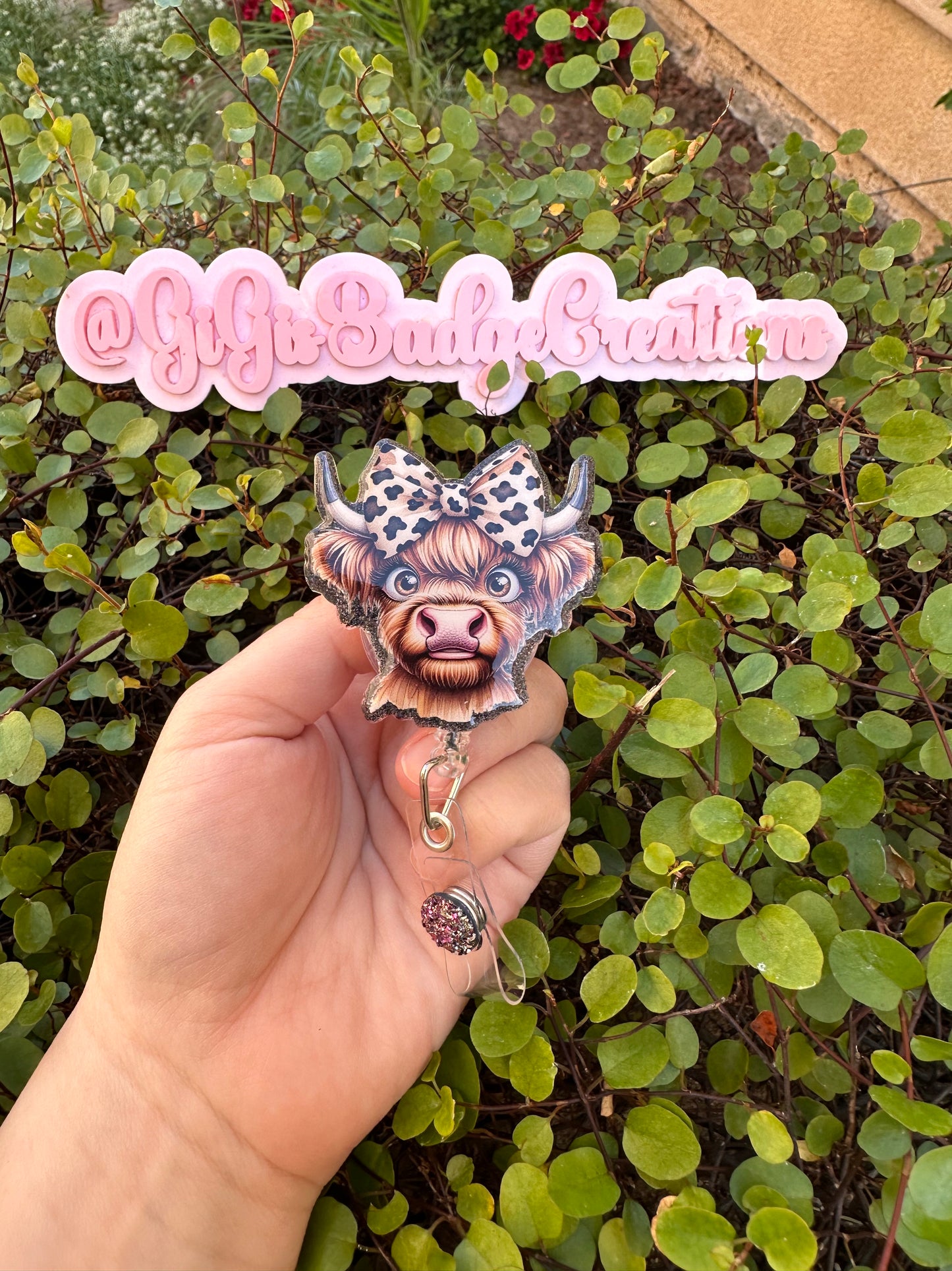 Cow with Bow Badge Reel