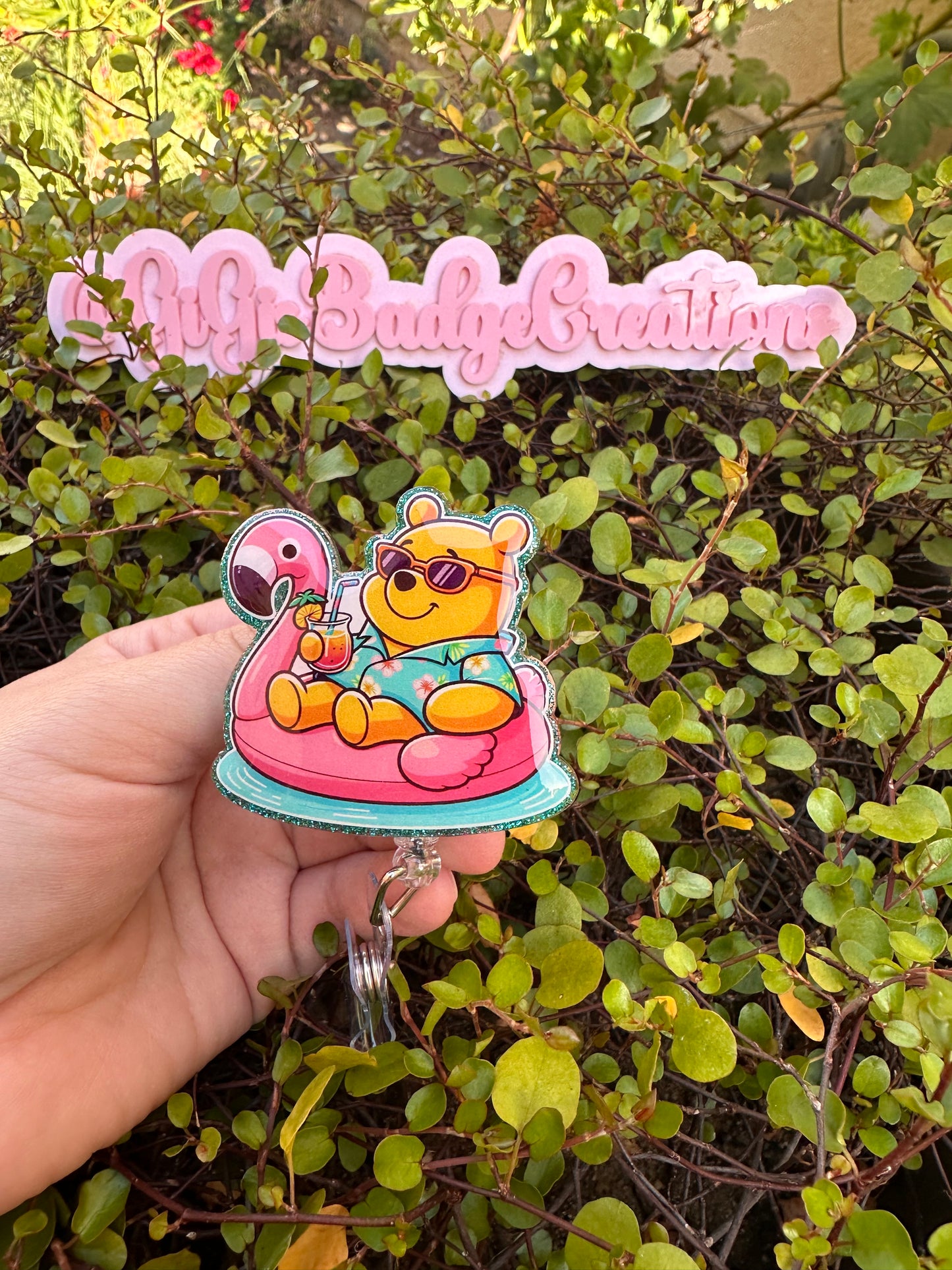 Pooh on a Float Badge Reel