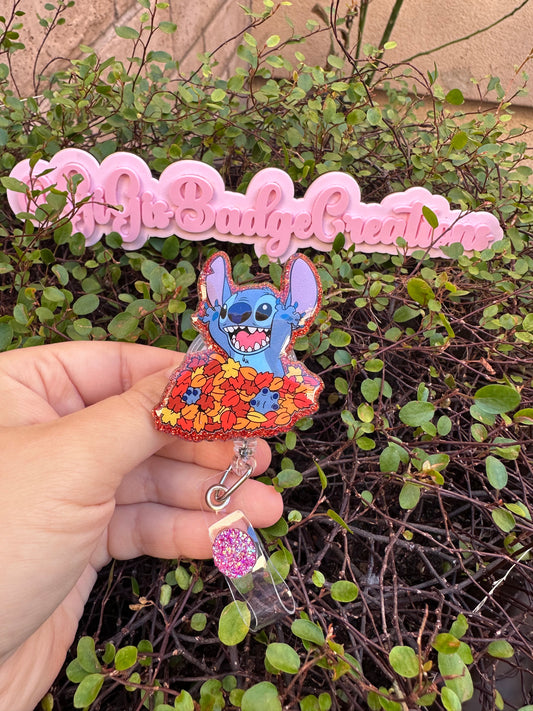 Stitch and Fall Leaves Badge Reel