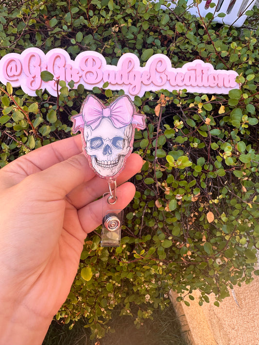 Skill with Pink Bow Badge Reel