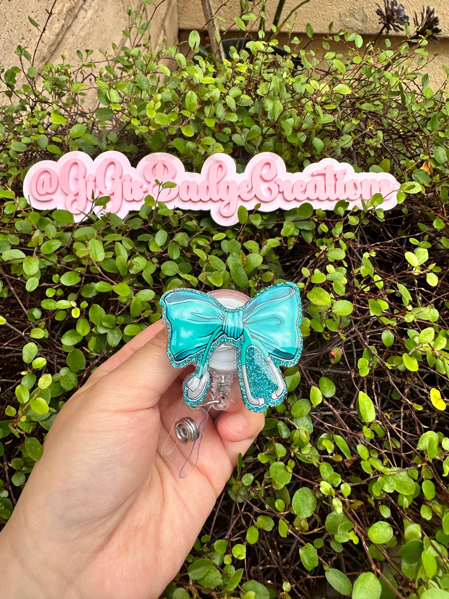 Teal Stethoscope Badge Reel