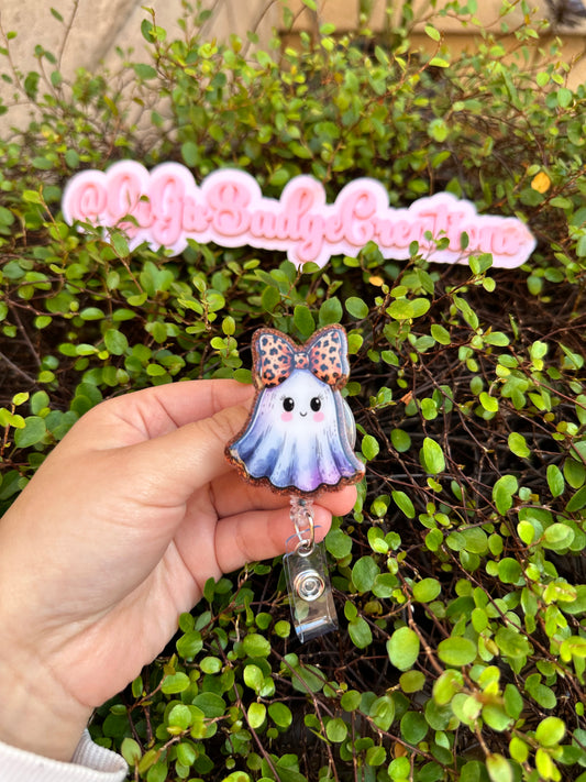 Cheetah Bow Ghost Badge Reel