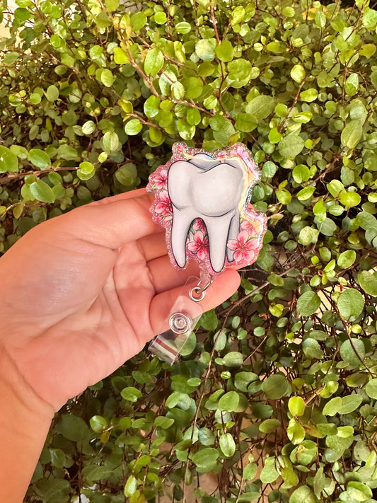 Floral Tooth Badge Reel