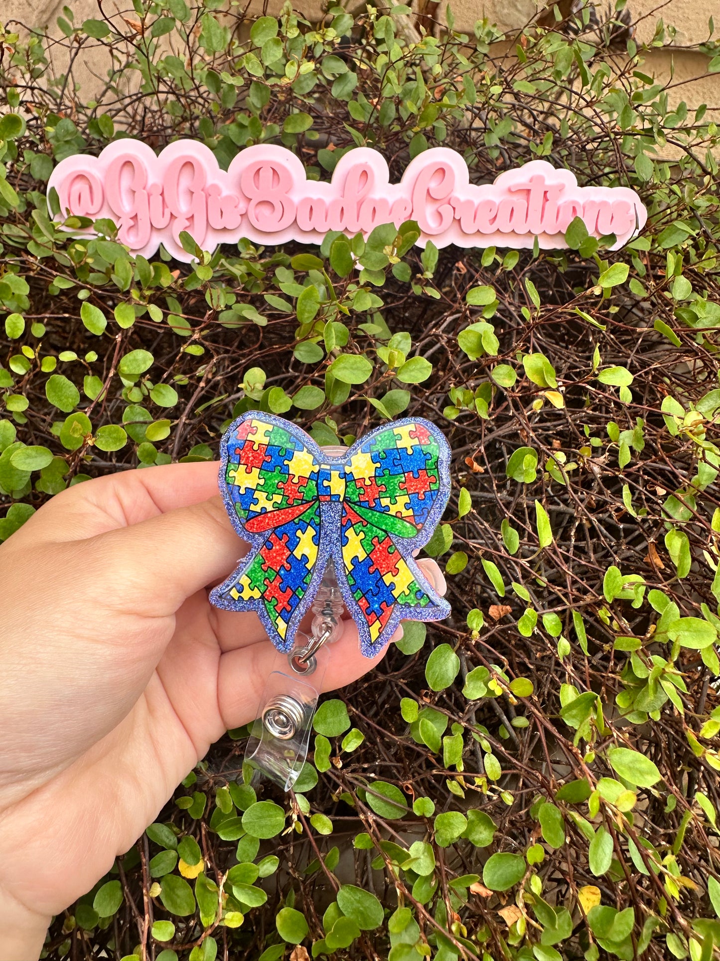 Autism Bow Badge Reel