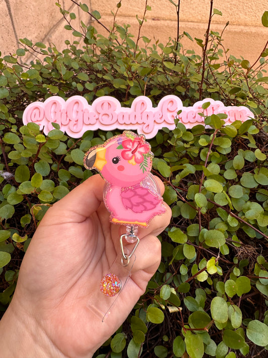 Baby Flamingo Badge Reel
