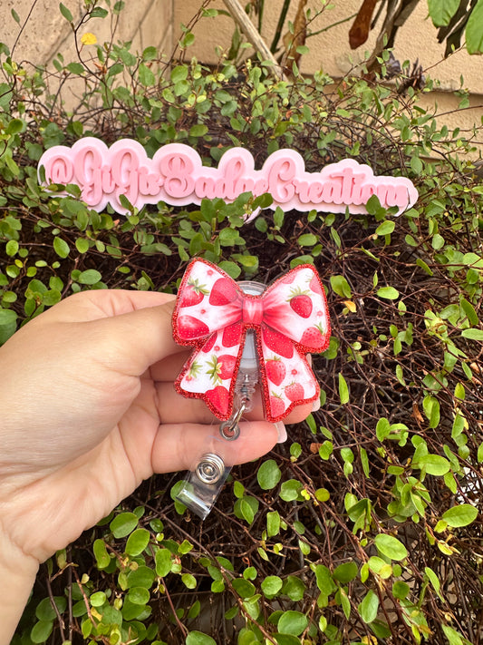 Strawberry Bow Badge Reel