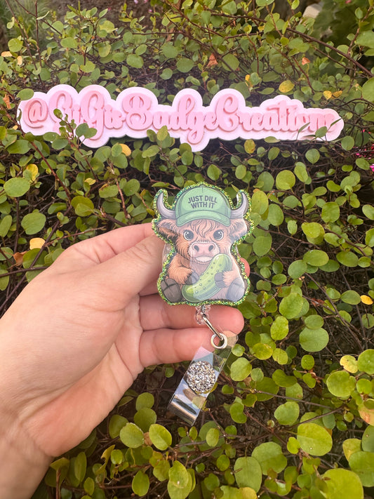 Pickle Highland Cow Badge Reel