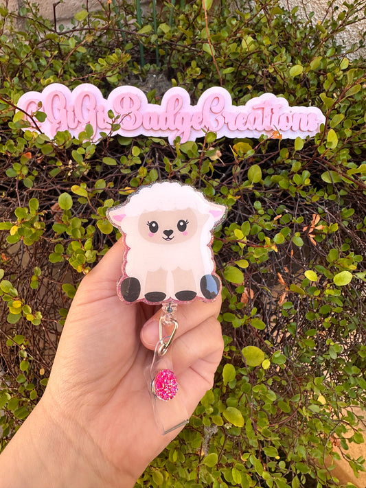 White Lamb Badge Reel