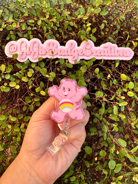 Light Pink Bear Badge Reel