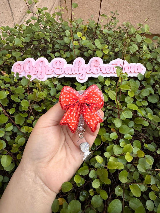 Red Heart Bow Badge Reel