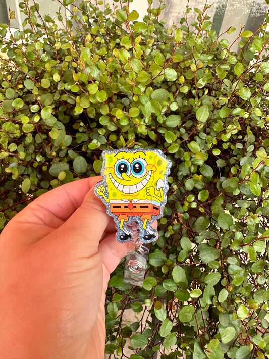Excited Sponge Badge Reel