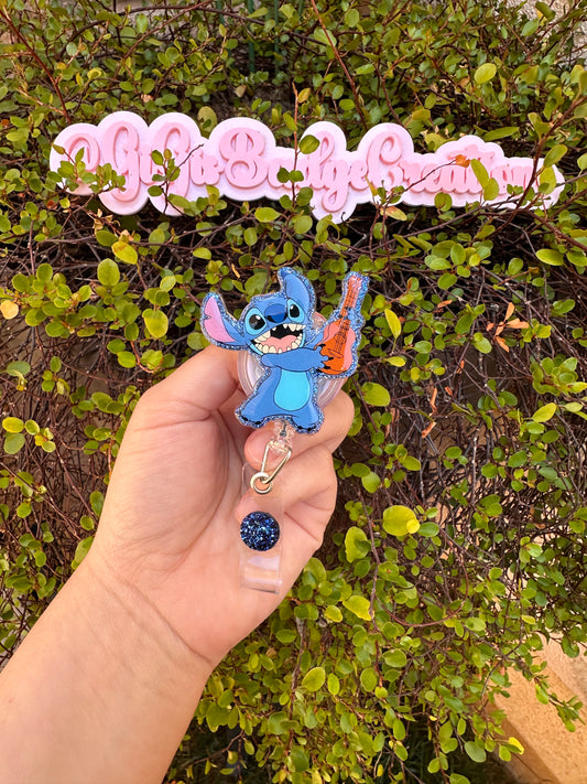 Stitch with Guitar Badge Reel