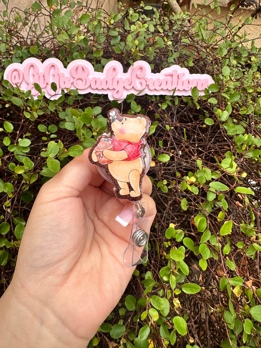 Bear with Honey Jar Badge Reel