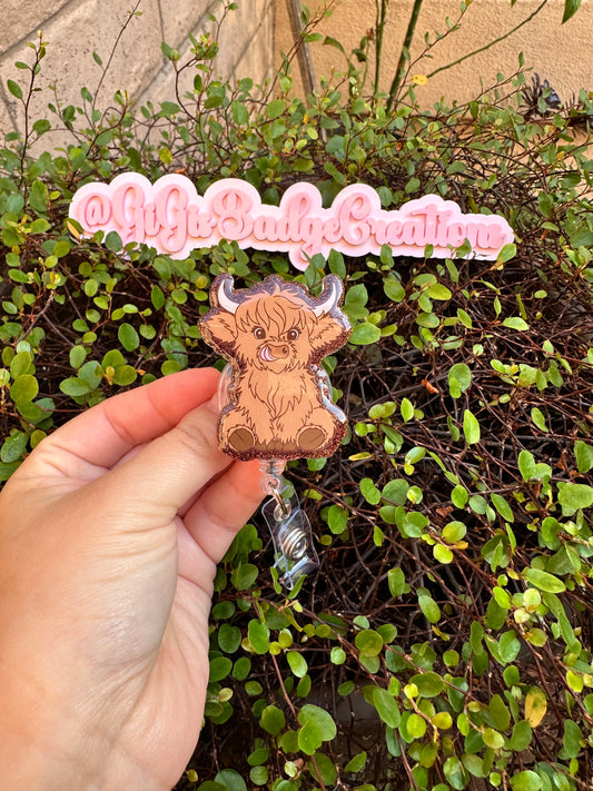 Baby Highland Cow  Badge Reel