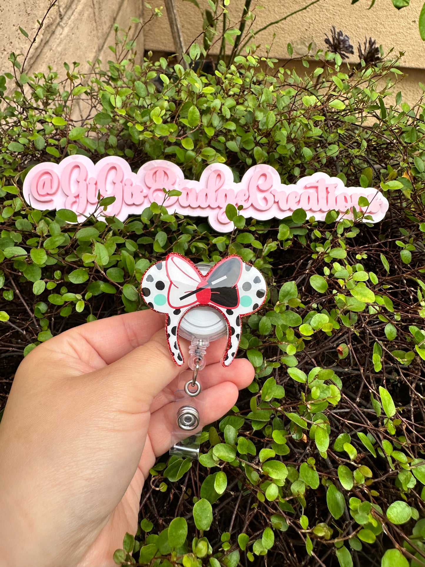 Dalmatian Mouse Ears Badge Reel