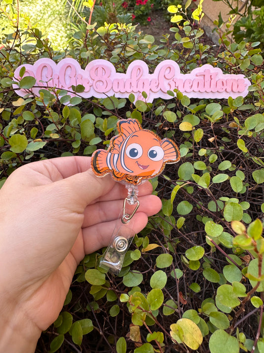 Orange Fish Badge Reel