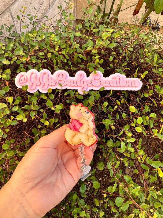 Sitting Pooh Badge Reel
