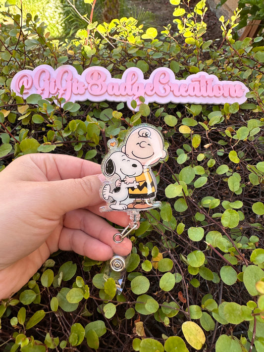 Snoopy and Dog Badge Reel