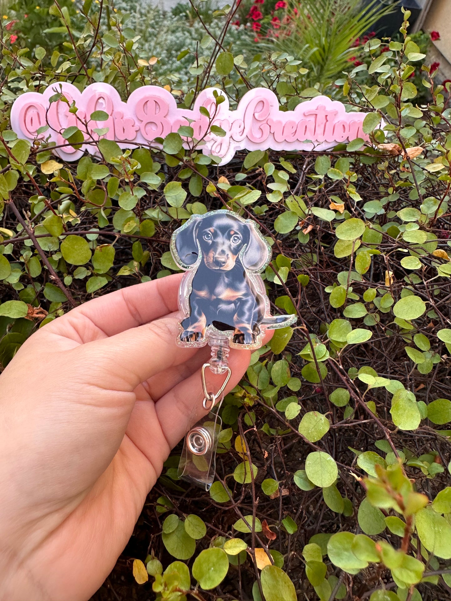 Black Dachshund Badge Reel