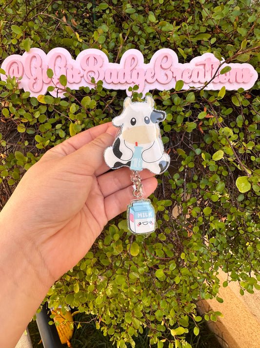 Baby Cow w/ Charm Badge Reel
