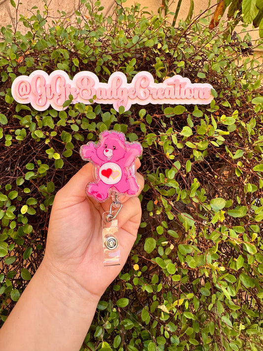 DarkPink Bear Badge Reel