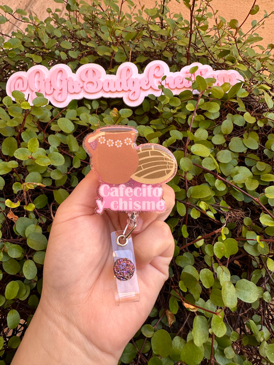 Cafecito y Chisme Brown Concha Badge Reel