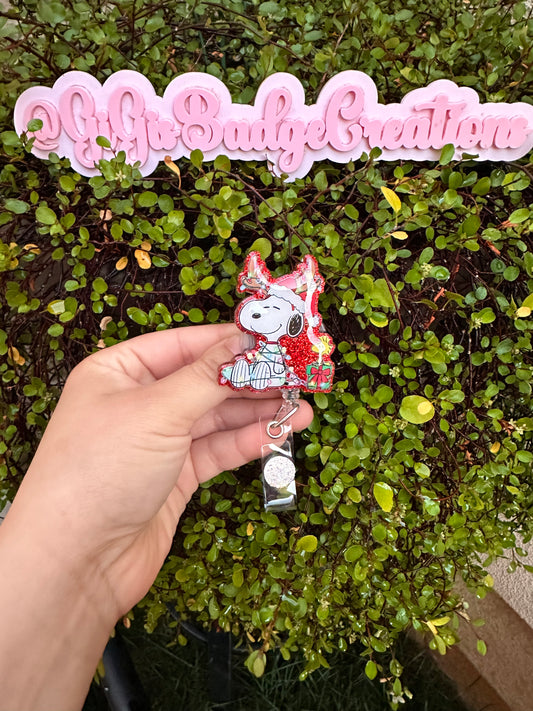 Snoopy Christmas Badge Reel