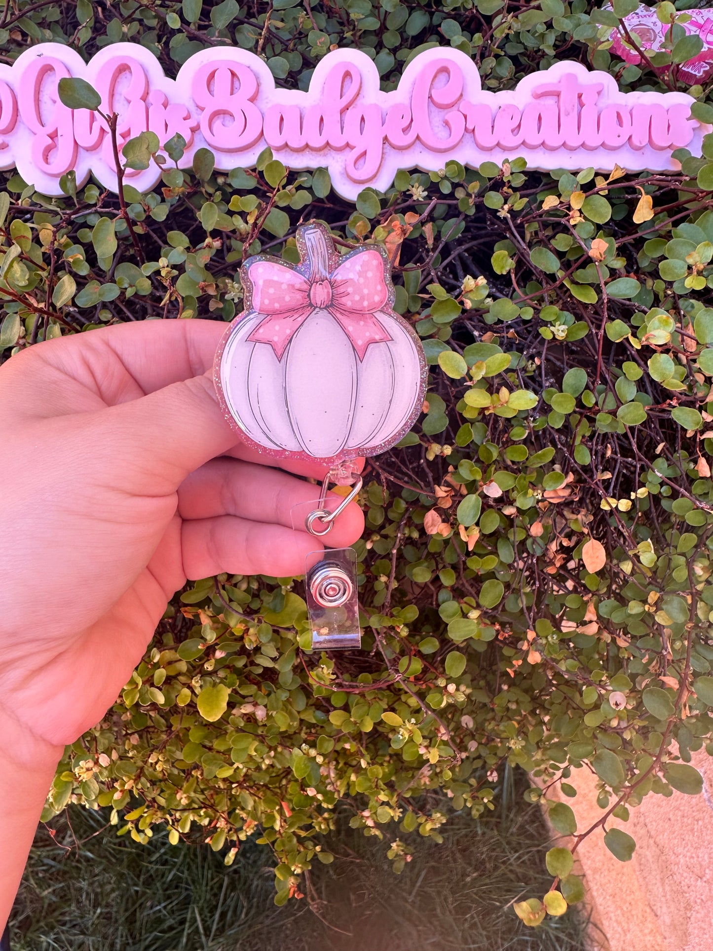 Pink Pumpkin Badge Reel
