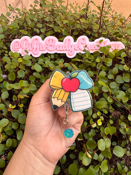 Teacher Supplies Bow Badge Reel