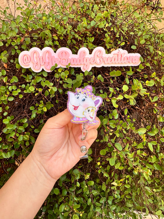 Tea Cups Badge Reel