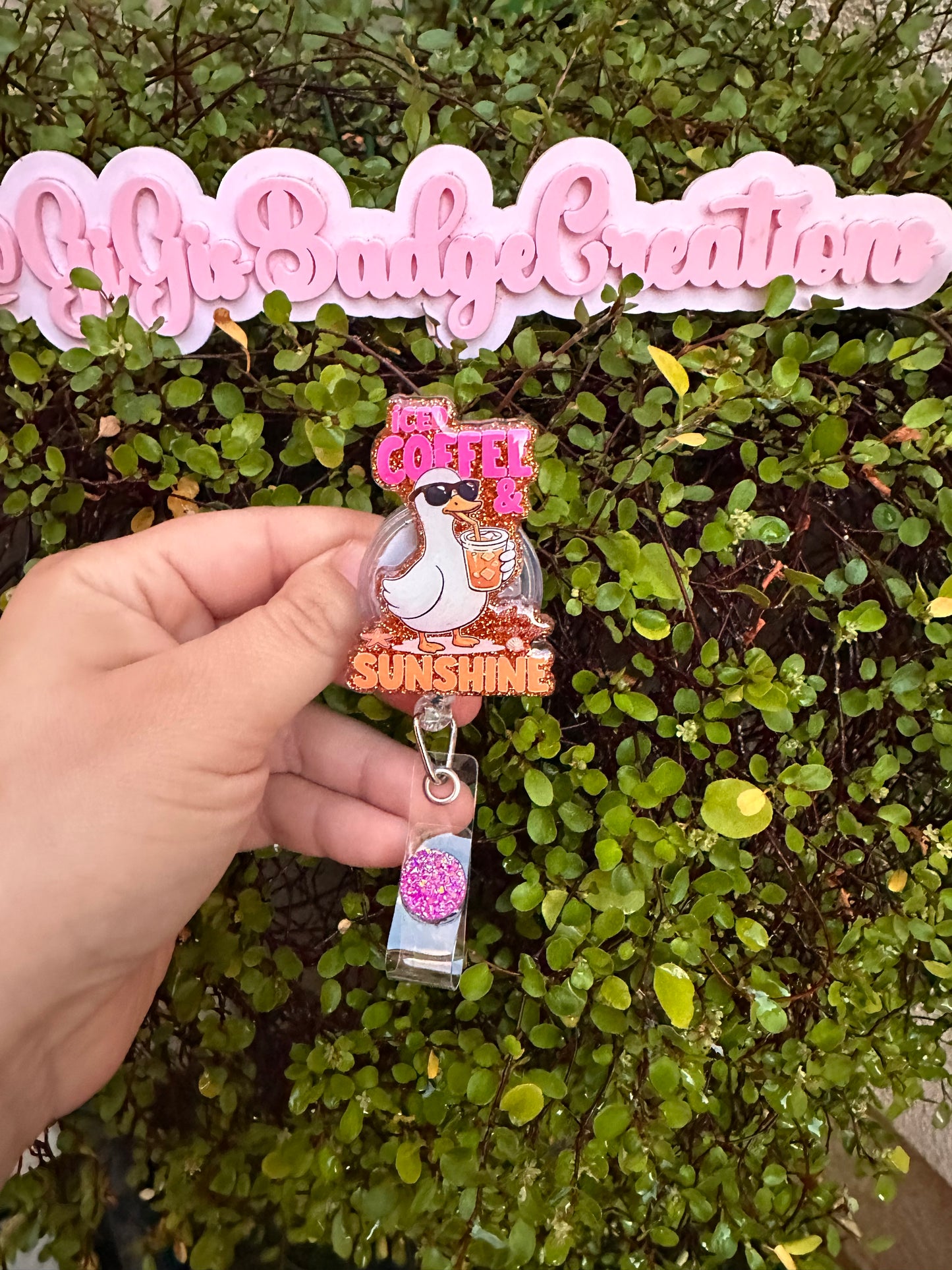 Ice Coffee and Sunshine Badge Reel