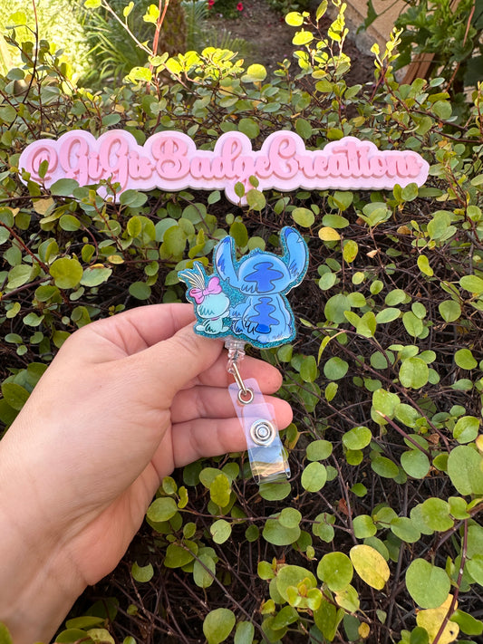 Stitch and Doll Badge Reel