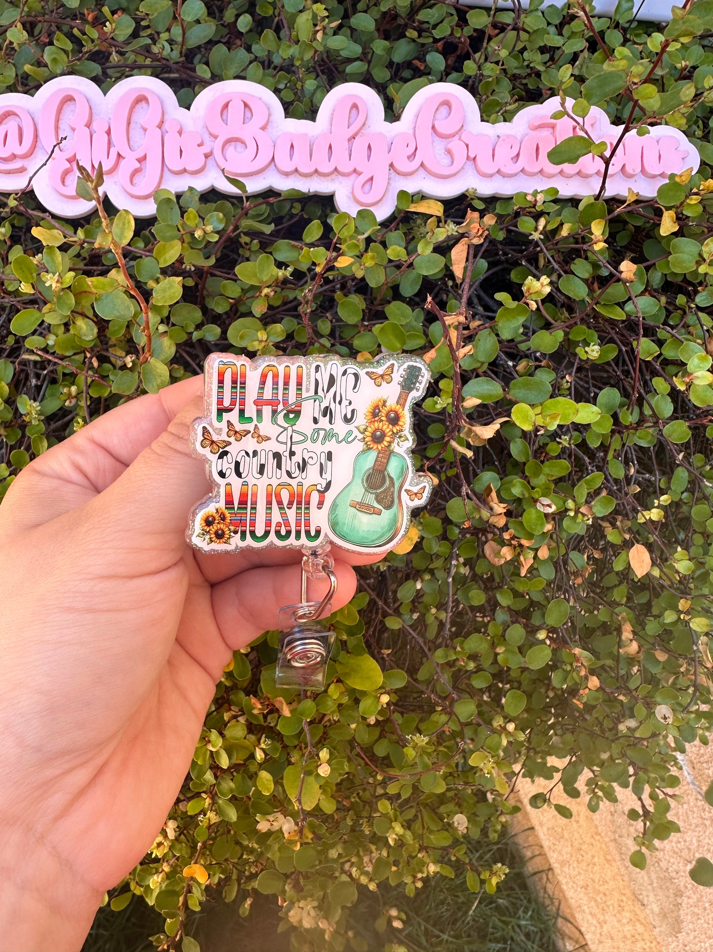 Play Me Some Country Music Badge Reel