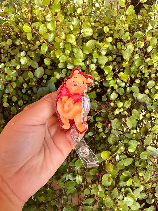 Happy Pooh Bear Badge Reel
