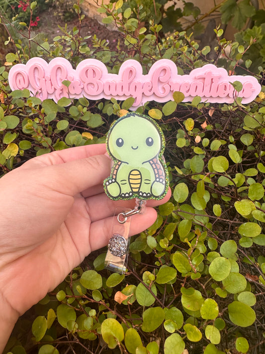 Sitting Turtle Badge Reel