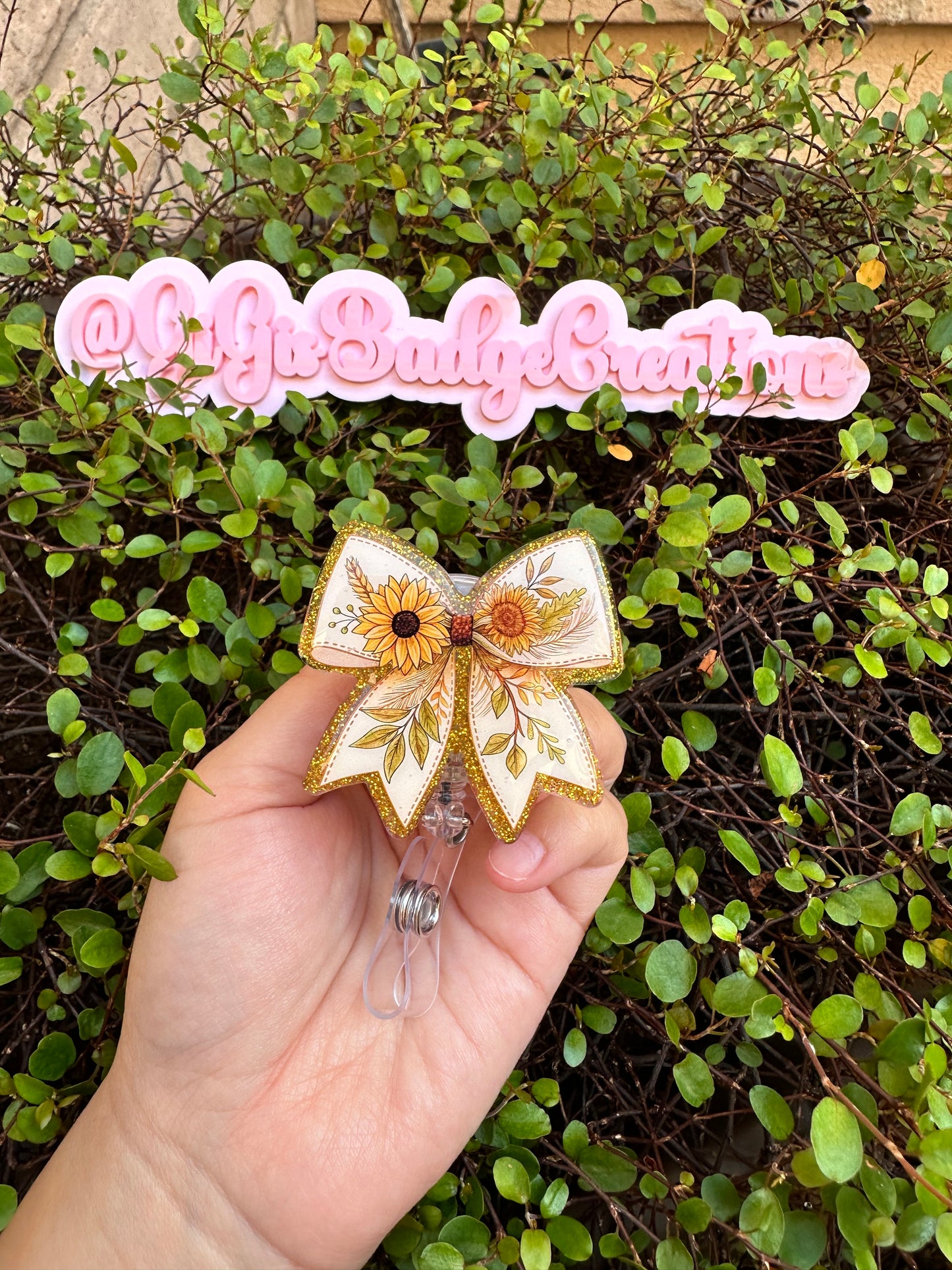 Sunflower Bow Badge Reel