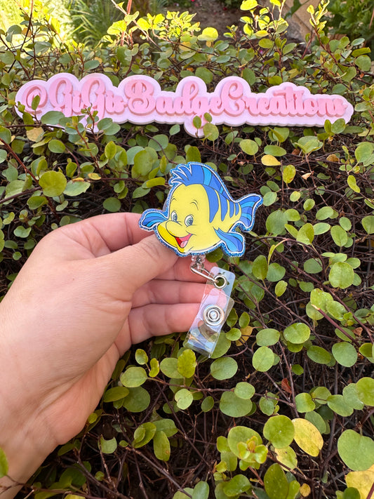 Flounder Fish Badge Reel